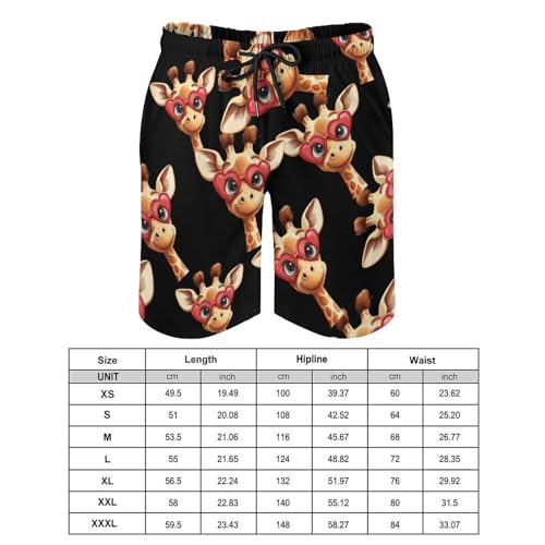 Funny Giraffe Men's Swim Trunks Quick Dry Board Shorts Hawaiian Beach Shorts With Pocket2