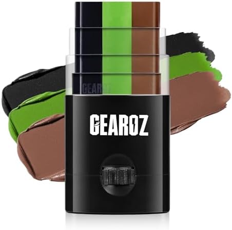 GearOZ 3-Color Camo Hunting Face Paint Stick, Camouflage Deer Hunting Concealment Face Body Makeup Paint for Duck/Bow Hunting/Sport/Paintball/Airsoft/Military Army/Hunting Stuff & Supplies (New Logo)