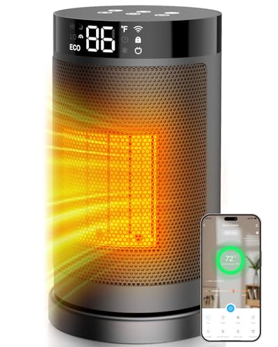 Smart Space Heater with WiFi/APP & Alexa Control, 1500W PTC Ceramic Electric Heaters for Indoor Use,...