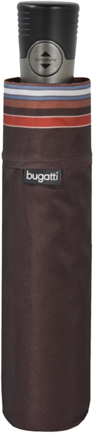 bugatti Take it Duo Uni Folding Umbrella - Stable and Lightweight Umbrella - Automatically Opens - For Better Protection - Stripe Coconut, Coco Stripe, Medium