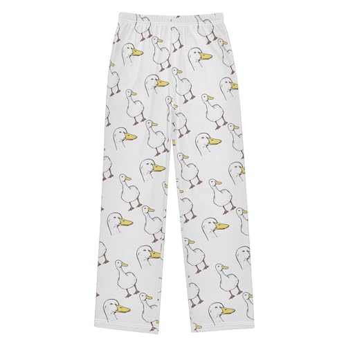 Duck Print Boys Long Pants Soft Trousers Elastic Waist Kids Lounge Bottoms with Pockets S-XL