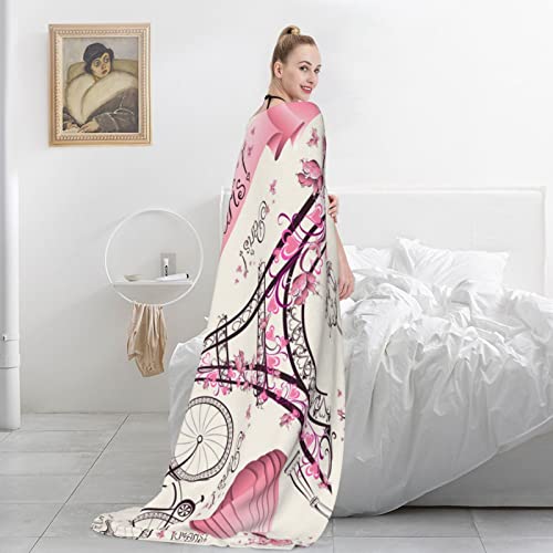 Bed Throw Blanket Romantic-Paris-Eiffel-Tower Lightweight Super Soft Luxury Sofa Blanket Microfiber 80X60 Inch #TOP4