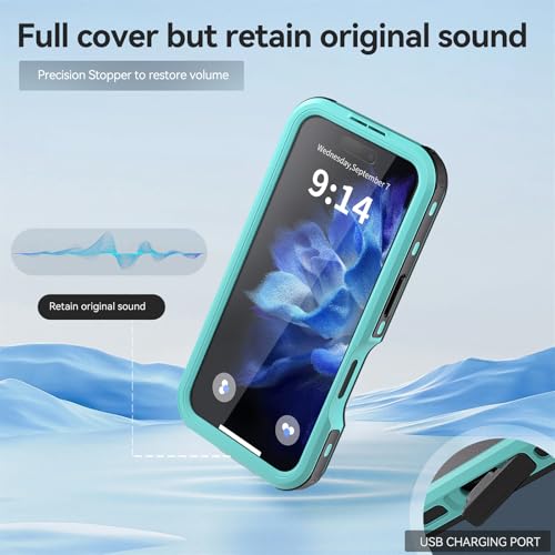 Coque étanche iPhone 16 Pro Max transparente et compatible MagSafe en bleu