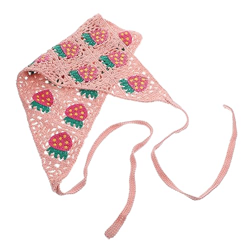 Ipetboom Bandana Hair Scarf for Women Crochet Headband Strawberry Design Comfortable for Daily Wear