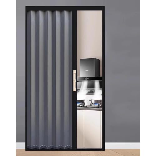 Puerta de acordeón de aleación de aluminio, corredera retráctil con cerradura, divisor de habitación ideal para lavandería, baño, cocina, almacén