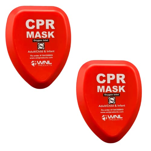 Image of WNL Products CPR Rescue Mask, Adult/Child & Infant Pocket Resuscitator, Hard Case Kit with Belt Clip 2-Pack