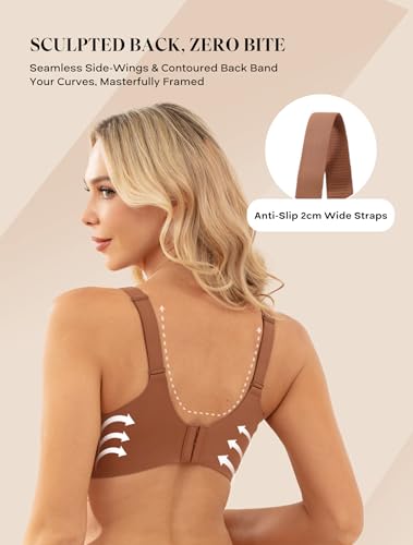 Image of COMFELIE Women Plunge No Underwire Bra Deep V Seamless Supportive Bras Buttery Smooth Comfort Soft Bralettes Underwear