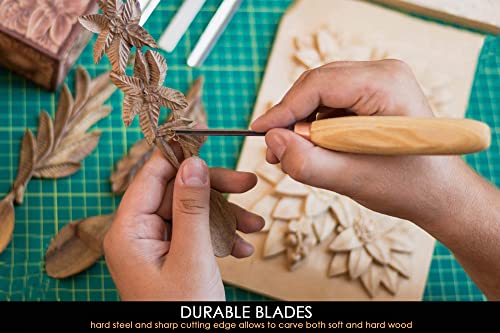 Beavercraft, Wood Carving Chisel Set Sc01 - Gouge Wood Carving Tools Kit In Rolling Pouch With Leather Strop Polishing Compound Kit - Radial Gouges Flat Chisel Bent Gouge (Chisel Set) #TOP1