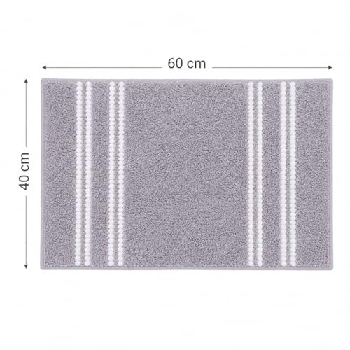 Image of DecorTwist Mosaic Super Soft Microfibre Bath Mat | 2000 GSM Anti-Skid, Quick Dry & Water Absorbent | Non-Slip Mat for Bathroom, Bedroom & Kitchen Floor | 60x40 cm | Style 1 Gray | Pack of 2