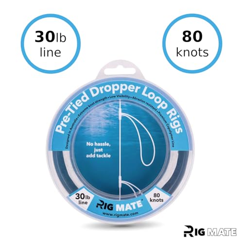 Image of 30 lb Pre-Tied Dropper Loop Rigs. Fishing Line Spool. Loops 18 Inches Apart with 5.5 Inch Loop Size. Perfect for Saltwater & Freshwater Fishing. Perfect for Snapper & Other Bottom Feeding Fish.