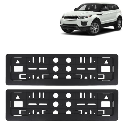 Image of KINGSWAY Range Rover Evoque Car Number Plate Frames for All 2018 Onwards Models of Land Rover Car Registration Plate Holders, Black Licence Plate Covers Front and Rear, Universal Size 51.5 x 14.5 cm