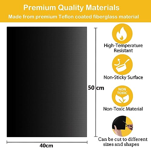 50 * 40cm Extra Große Grillmatten für Holzkohle Gasgrill Elektrogrill 5er Pack BBQ Grillmatte - Teflon Backpapier Wiederverwendbar Backofenmatte Grillzubehör für Fleisch Fisch und Gemüse
