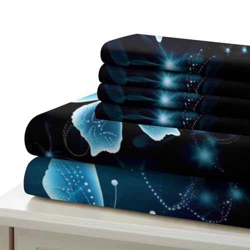 Housse de couette zippée papillons 3D lit king-size facile à laver