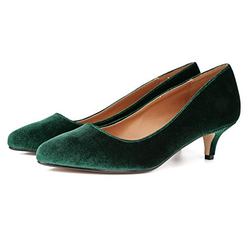 Image of MAIERNISI JESSI Unisex Men's Women's Pointed Toe Kitten Heel Pumps, 2 Inch Low Heel Office Dress Shoes