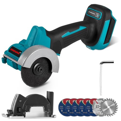 Josyorn グラインダー 充電式 ディスクグラインダー 電動グラインダー 小型 ブラシレスモーター 20000rpm高速 無段階変速 砥石7枚付き バッテリー残量表示 コードレスグラインダー 金属切断/研磨/研削 石材 木材切断 (本体(バッテリー・充