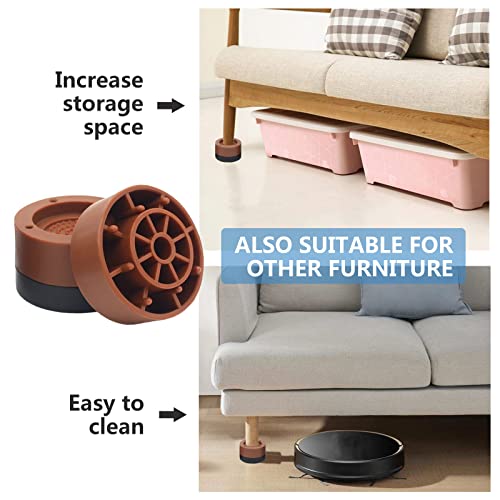 HANIHUA Brown Round Bed Furniture Risers (Set of 4) 1.3 inch, 2 inch, Adjustable Bed Lifts Risers for Bed Frame, Sofa, Chair, Heavy Duty Table Couch Legs Feet Accessories, 1300 lbs - Thumbnail 2