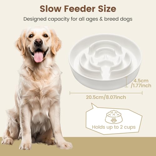 PETTOM Antischlingnapf Hunde Keramik, Anti Schling Napf Hund Ø 21cm, Schlingnapf Hunde Groß Nassfutter, Slow Feeder Hundenapf für Große und Kleine Hund
