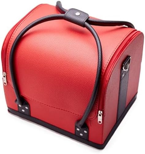 GriMei メイクボックス 大容量 おしゃれ 化粧ポーチ puレザー 化粧箱 プロ仕様 コスメボックス 3段トレイ 化粧箱 化粧ボックス コスメ収納 メイク道具 軽量 化粧品収納ボックス 持ち運びに便利 (F)