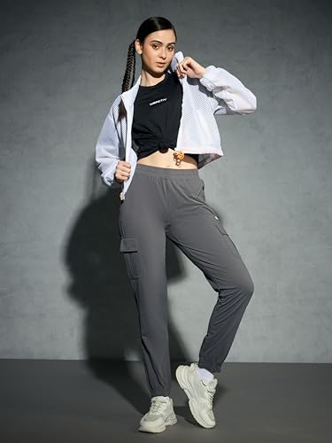Image of Women's Polyester Regular Fit 4 Pocket Solid Cargo with SPF50+, 2 Way Stretch, UV Protection for Activewear, Regular Use