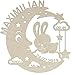 LAUBLUST Schlummerlicht Mond-Hase - Personalisiertes Baby-Geschenk zur Geburt & Taufe - LED Beleuchtung | Natur