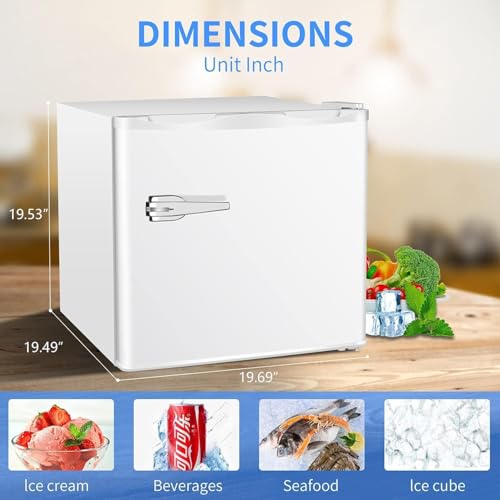 Image of Antarctic Star 1.2 Cu.Ft Mini Upright Freezer, Compact Refrigerator with Adjustable Thermostat & Removable Shelves, Freestanding Small Freezer for Home Kitchen Office Garage, White