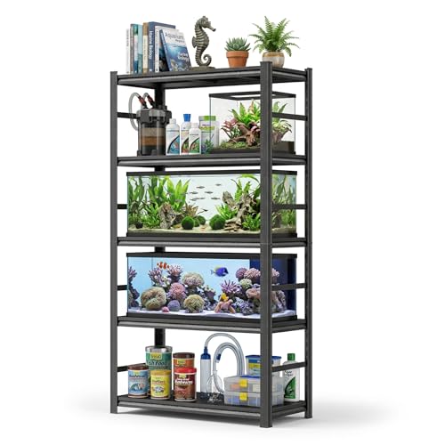 PRESTELION Aquarium Stand Fish Tank Stand 1600LBS Metal Shelving Adjustable Heavy Duty Storage Shelves Display Shelves Utility Shelf for Turtle Tank Reptile Terrarium 72 H35.4 W15.7 D Black