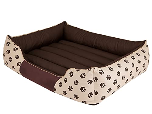 PillowPrim Cama para perros, sofá para perros, cama para mascotas, tamaño L, 65 x 50 cm, color beige con patas Cover