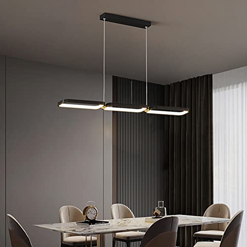 Lustre LED dimmable 45W en aluminium noir mat au design architectural épuré