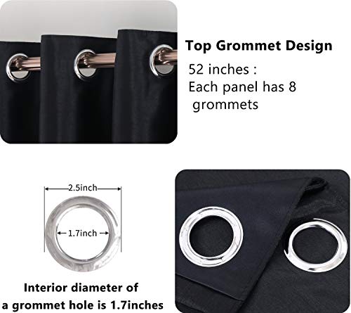 Image of GYROHOME Faux Silk Blackout Curtains, Fully Lined Solid Color Window Treatment Drapes for Bedroom and Living Room Thermal Insulated Grommet Top Room Darkening Drapes, (Black, 52x54, 2 Panels)