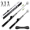 MIKOSI Retractable Golf Swing Trainer, Golf Grip Trainer and Right-Handed Golf Training Aid for Chipping Hitting, Ideal Golf Swing Training Aid with Arm Band for Indoor & Outdoor Use