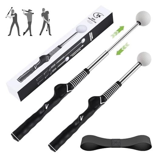 MIKOSI Golf Swing Trainer, Golf Grip Traine and Retractable Right-Handed Golf Swing Training Aid for Chipping Hitting, Ideal Golf Training Aid with Arm Band for Men and Women, Indoor & Outdoor Use