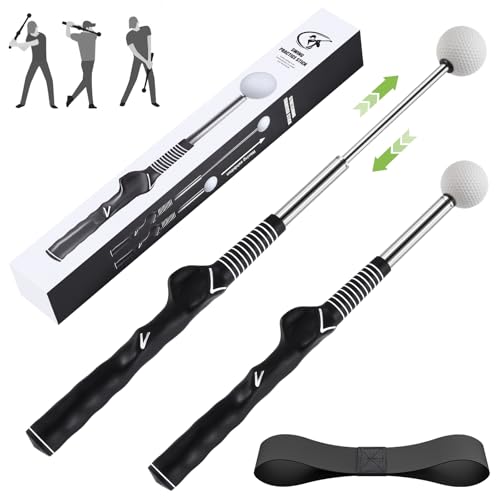 MIKOSI Retractable Golf Swing Trainer, Golf Grip Trainer and Right-Handed Golf Training Aid for...