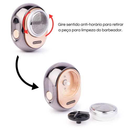 Barbeador Elétrico Portátil Mini com Bateria Recarregável USB e Lâmina Giratória