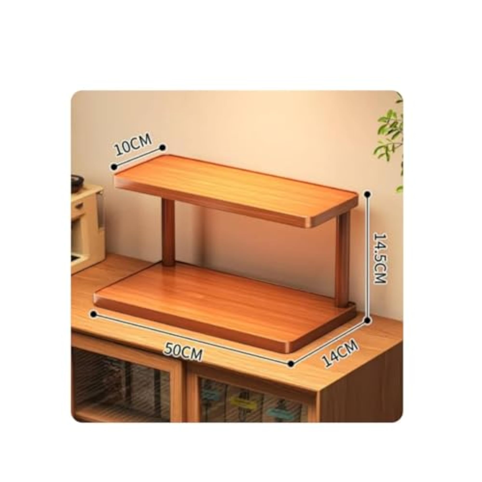 Space Saving Cosmetic Organizer Stand, 2 Tier Wooden Shelf for Dressing Table