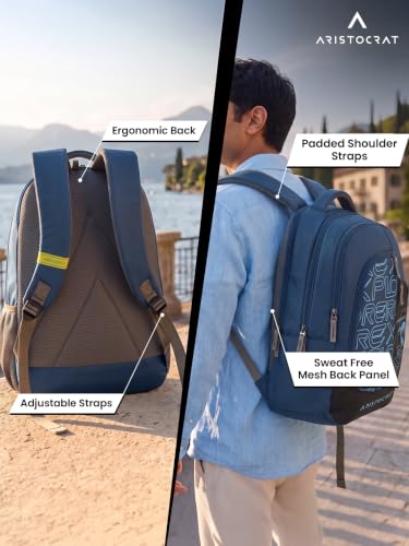 Image of Aristocrat Code 17 Inch Compatible Laptop Backpack 32 L | Premium Durable Fabric | 3 Spacious Compartments | Padded Shoulder Straps | 2 Quick Access Pocket | Ergonamic Back