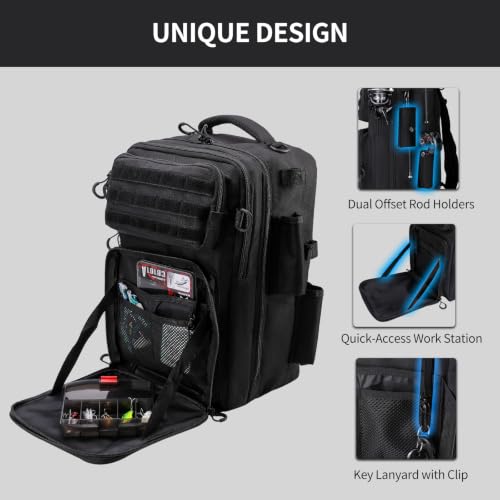 Image of Fishing Backpack with Rod Holder, Fishing Tackle Bag