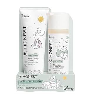 The Honest Company 2-in-1 Cleansing Shampoo and Body Wash, Face Lotion Bundle, Disney Design, Gentle for Baby, Dermatologist Tested, Sensitive Fragrance-Free, 18.5 fl oz