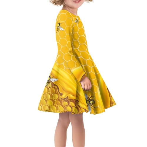 PinUp Angel Girls Dress Long Sleeve Kids Little Big Girl Colorful Cute Graphic Casual Swing A-line Dresses3