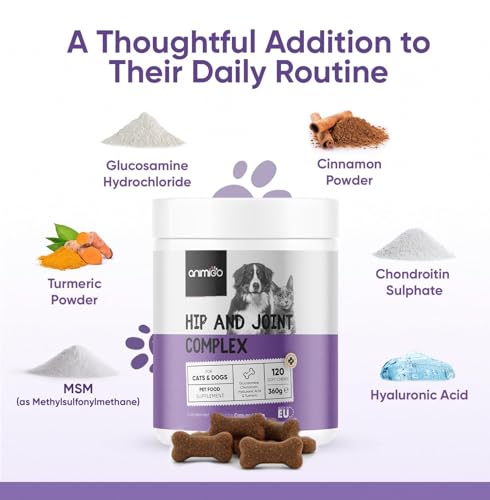 Hip and Joint Chews for Dogs & Cats | 120 Soft Chews | With Glucosamine, Chondroitin, Cinnamon, MSM, Turmeric & Hyaluronic Acid | Hip & Joint Supplements for Dogs & Cats Breeds - Image 4