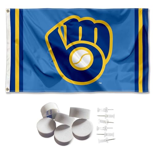 Milwaukee Brewers Retro Glove Banner and Tapestry Wall Tack Pads