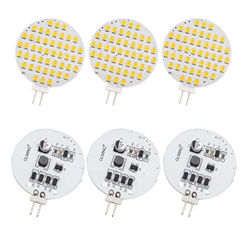 GLMING G4 Bi-pin 48-2835 SMD LED-Leuchtmittel, superhell, AC/DC 12 V-24 V, Warmweiß, 6 Stück, G4 Cover