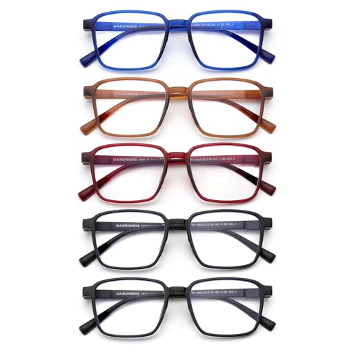 K KENZHOU 5 Pack Reading Glasses Blue Light Blocking,Anti Headache/Glare/Eye Strain Computer Readers Eyeglasses for Women Men (WR9809-5Pack-300)