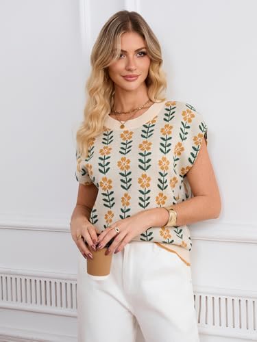 Image of GREAIDEA Womens Sleeveless Sweater Vest Crewneck Cap Sleeve Knit Tops Trendy 2026 Summer Spring Business Casual Shirts