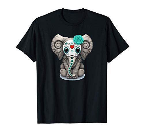 Sugar Skull Elephant Halloween Day Of The Dead Camiseta