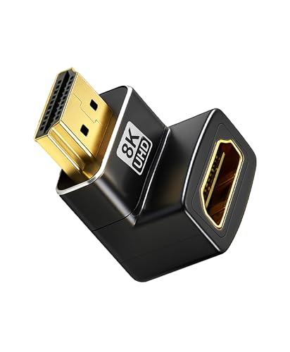 Image of BlueRigger HDMI 90 Degree Adapter (1-Pack, 8K 60Hz Right Angle HDMI 90 Degree Adapter, Male to Female, L-Shaped Up & Down Angled Elbow Connector)- Compatible with HDTV, Laptop, PS5, PS4