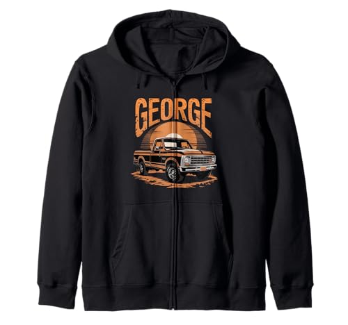George - Etiqueta de nombre retro para camioneta con nombre personalizado GEORGE Sudadera con Capucha