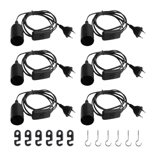 6 pezzi PortalampadaE27 con cavo, Base per lampadinaE27, PortalampadaE27 con Interruttore, PortalampadaE27 con e cavo di alimentazione, per lampada a sospensione, lampadario, plafoniera