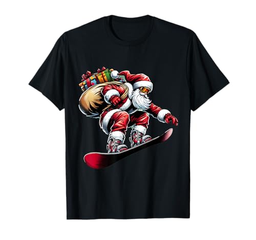 Snowboard Claus Weihnachtsmann Reiter Weihnachten Schnee Surfen Xmas T-Shirt