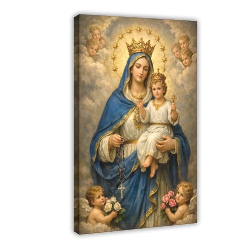Our Lady of The Rosary And Infant Jesus Canvas Wall