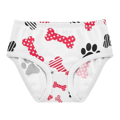 Girls' Underwear, Dog Paw Bones Toddler Panties, Cotton Girls Underwear, 2T–8 Years